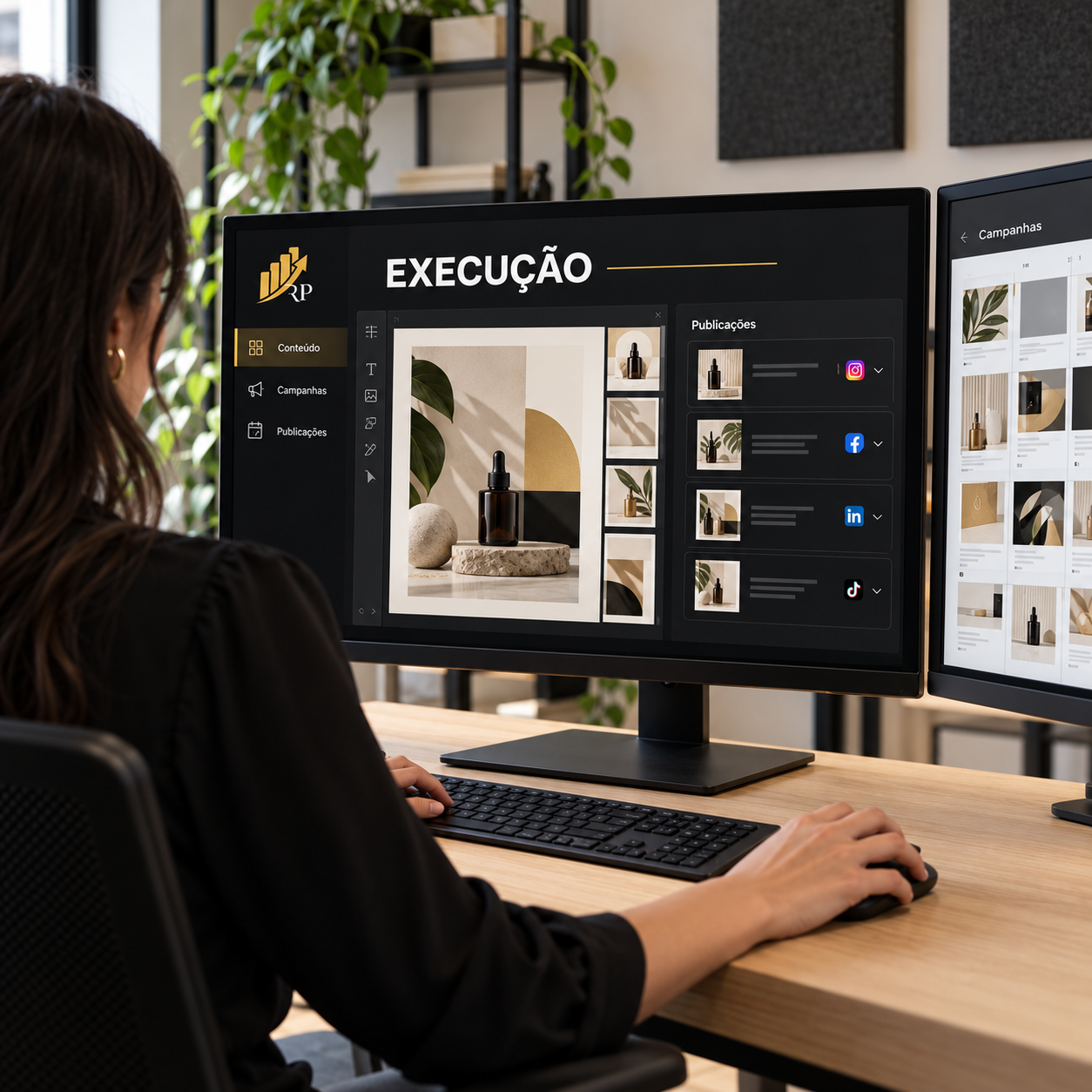 execução de campanha em estúdio criativo